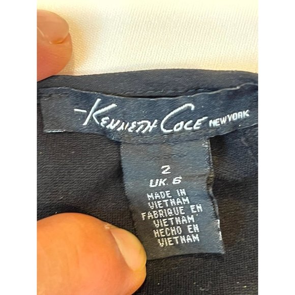 Kenneth Cole Womens Sheath Dress Color Block Round Neck Back Zip Gray Black SZ 2 - Picture 7 of 7